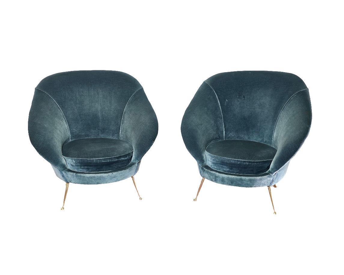 Poltrone design anni 50 in velluto di Federico Munari