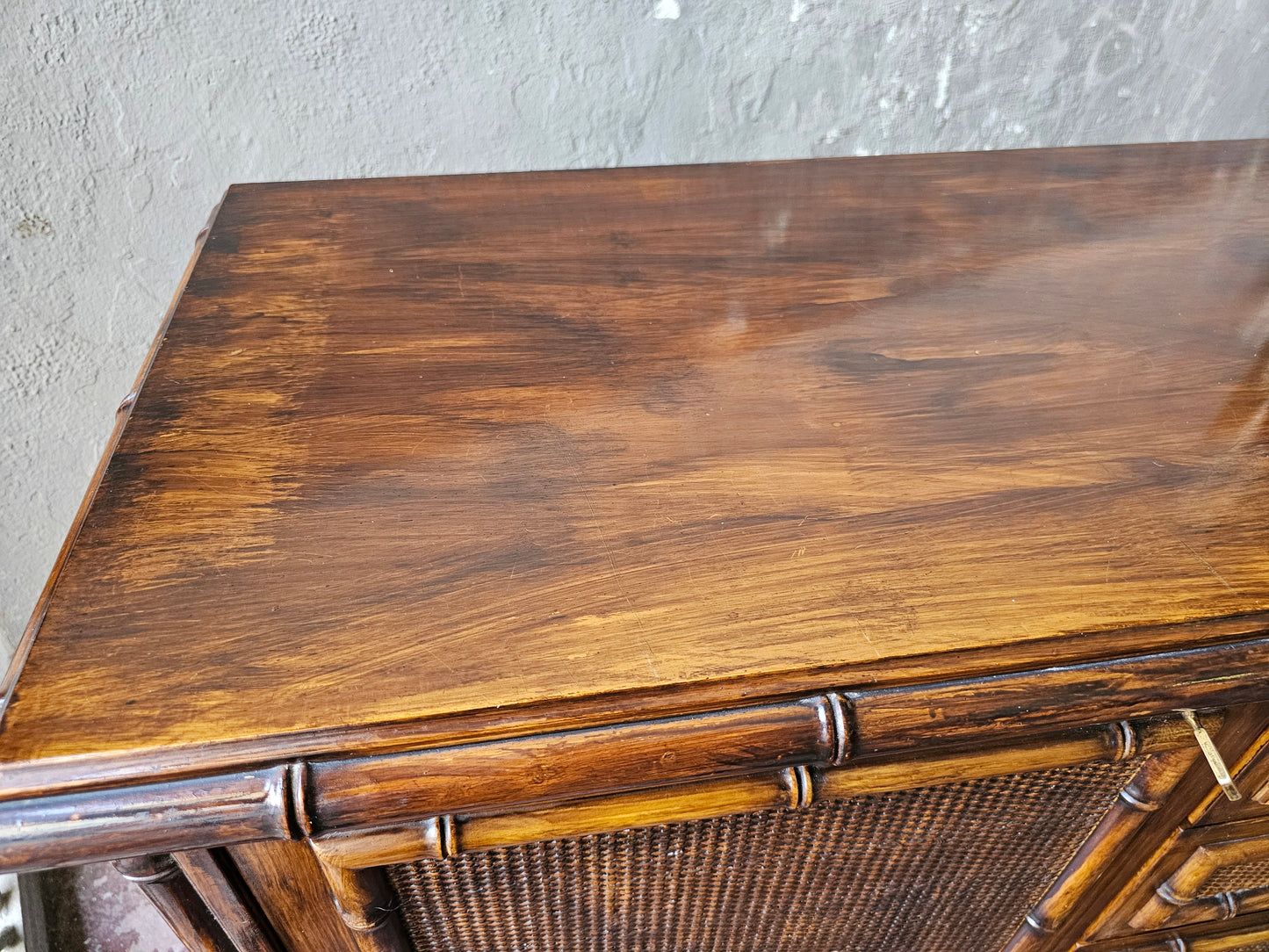 Vintage Sideboard in Bambù,vimini e frassino