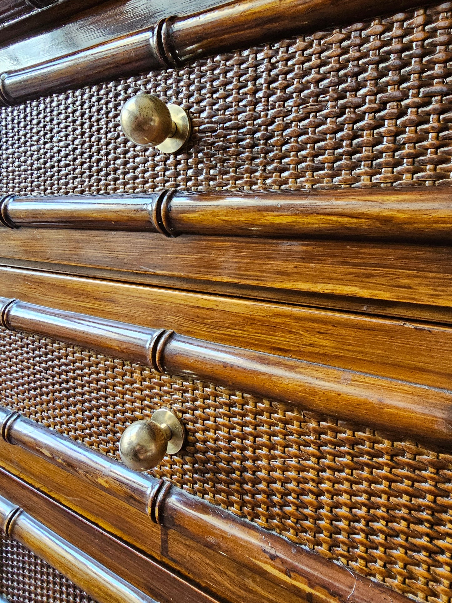 Vintage Sideboard in Bambù,vimini e frassino