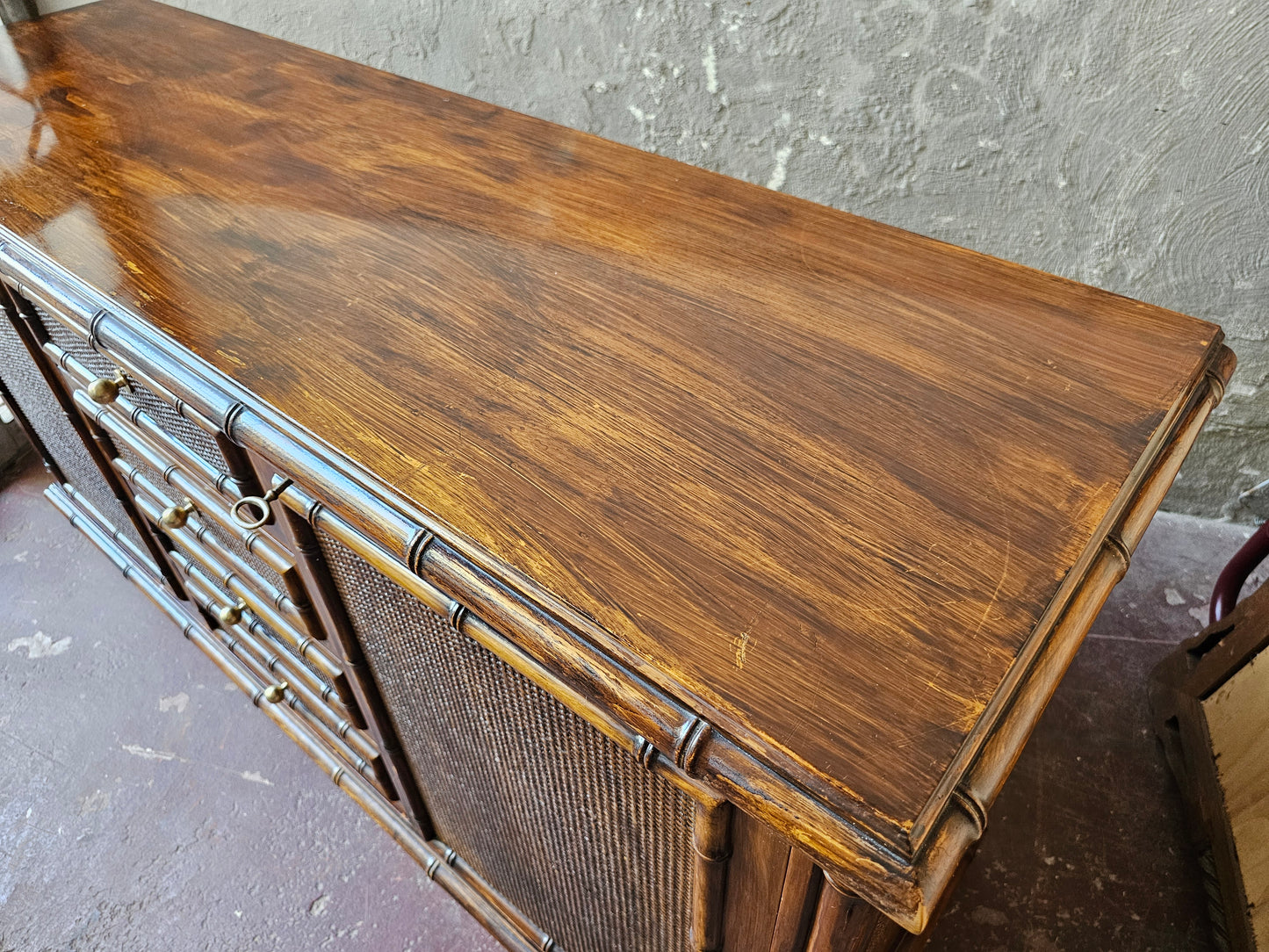 Vintage Sideboard in Bambù,vimini e frassino