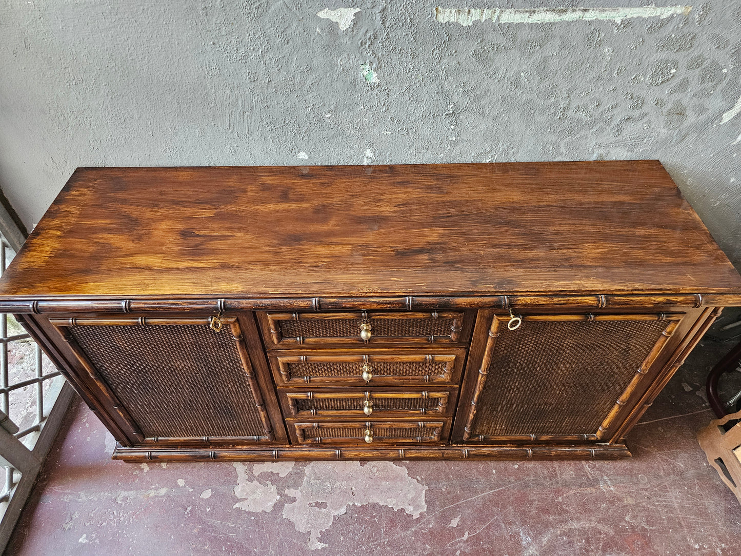 Vintage Sideboard in Bambù,vimini e frassino