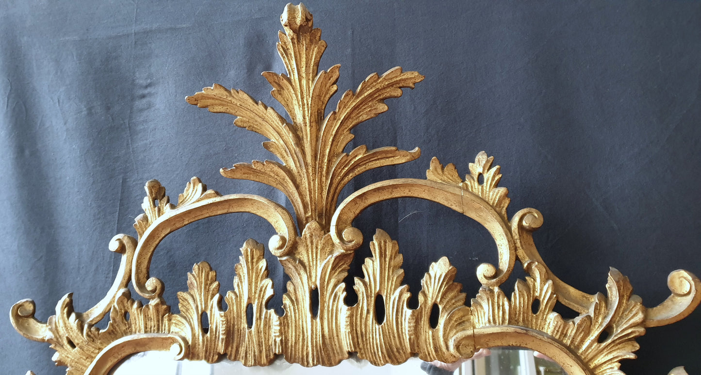 Specchiera foglia oro del 19th