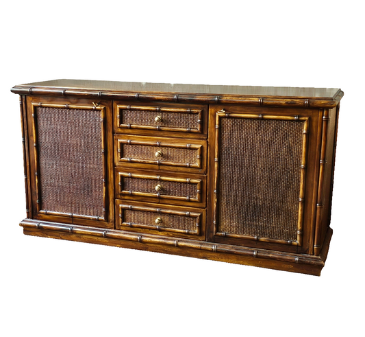 Vintage Sideboard in Bambù,vimini e frassino