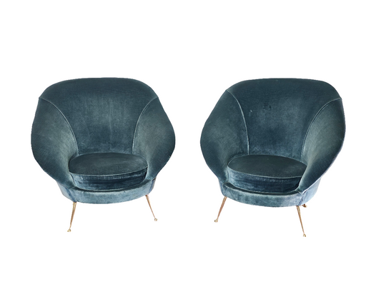 Poltrone design anni 50 in velluto di Federico Munari